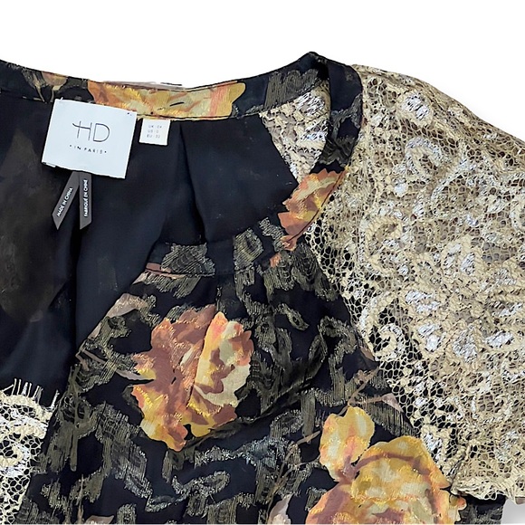 Anthropologie HD IN PARIS Floral & Gold Lace Top - Picture 3 of 16